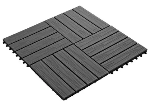 Plăci podea în relief, WPC, 11 buc., 30 x 30 cm, 1 mp, negru - 2/5