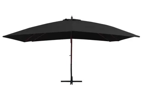 Umbrelă suspendată cu stâlp din lemn, negru, 400 x 300 cm - 2/5