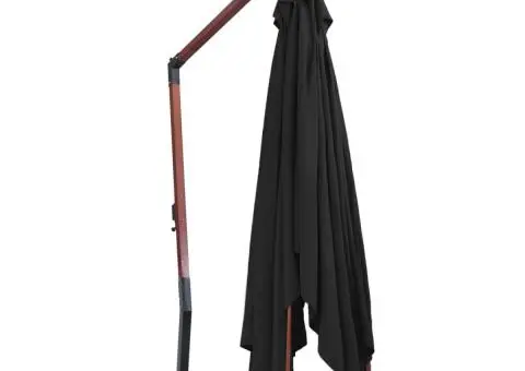 Umbrelă suspendată cu stâlp din lemn, negru, 400 x 300 cm - 4/5