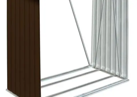 Șopron depozitare lemne, maro, 163x83x154 cm, oțel galvanizat - 2/5