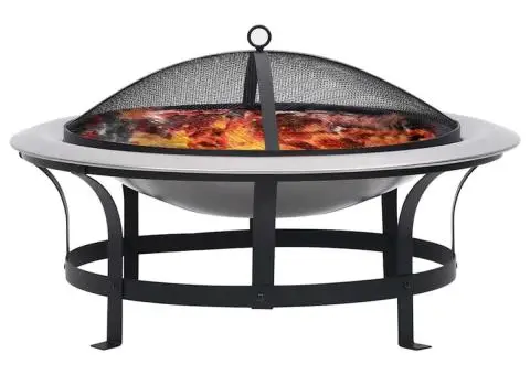 Vatră de foc de exterior cu grătar, 76 cm, oțel inoxidabil - 2/5