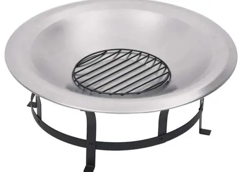 Vatră de foc de exterior cu grătar, 76 cm, oțel inoxidabil - 4/5