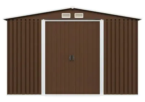 Magazie de grădină, maro, 257 x 205 x 178 cm, oțel - 2/5