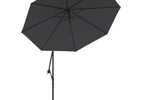 Umbrelă în consolă cu LED și stâlp din oțel, negru, 300 cm - 5/5