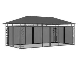 Pavilion cu plasă anti-țânțari, antracit, 6 x 3 x 2,73 m