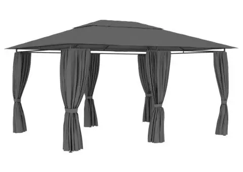 Cort de grădină cu perdele, antracit, 4 x 3 m - 3/5