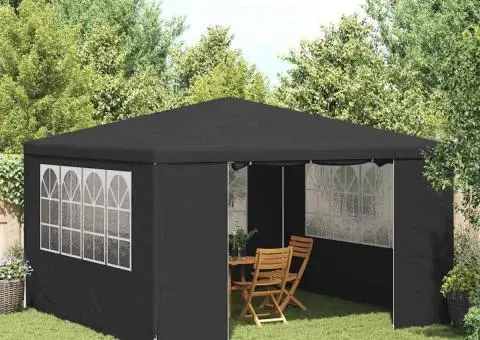 Cort petrecere profesional pereți laterali antracit 4x4m 90g/m² - 1/5