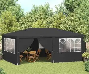 Cort petrecere profesional pereți laterali antracit 4x6m 90g/m²
