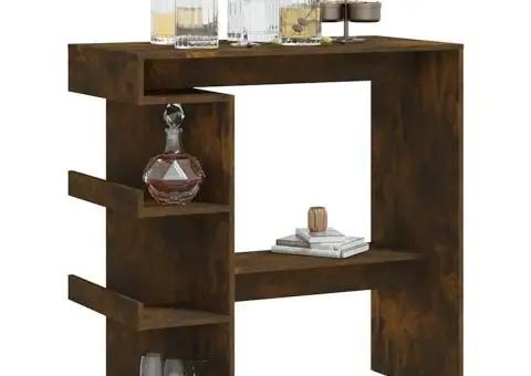 Masă de bar cu raft depozitare stejar afumat 100x50x101,5cm PAL - 4/5