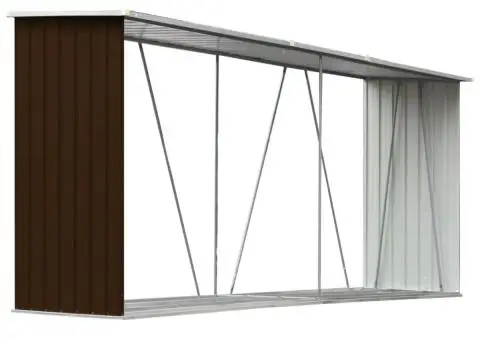 Șopron depozitare lemne, maro, 330x84x152 cm, oțel galvanizat - 2/5