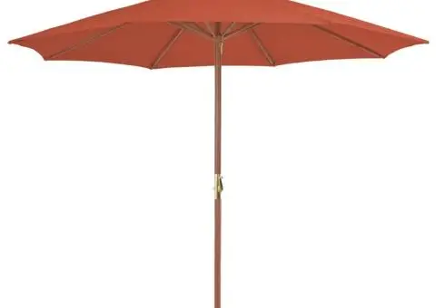 Umbrelă de exterior cu stâlp din lemn, 300 cm, teracotă - 1/5