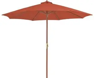 Umbrelă de exterior cu stâlp din lemn, 300 cm, teracotă