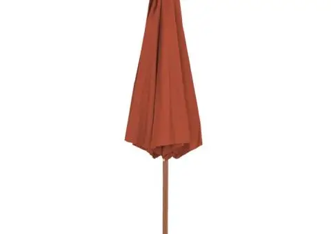 Umbrelă de exterior cu stâlp din lemn, 300 cm, teracotă - 3/5