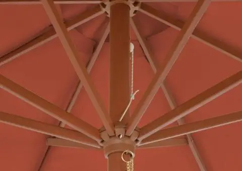 Umbrelă de exterior cu stâlp din lemn, 300 cm, teracotă - 5/5