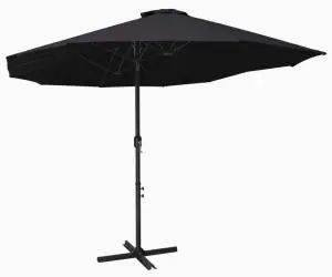 Umbrelă de soare exterior cu stâlp aluminiu, negru, 460x270 cm