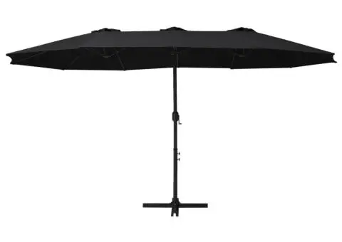 Umbrelă de soare exterior cu stâlp aluminiu, negru, 460x270 cm - 2/5