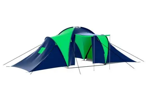 Cort camping din material textil, 9 persoane, albastru și verde - 1/5