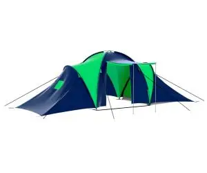 Cort camping din material textil, 9 persoane, albastru și verde