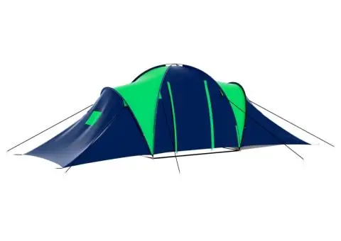 Cort camping din material textil, 9 persoane, albastru și verde - 2/5