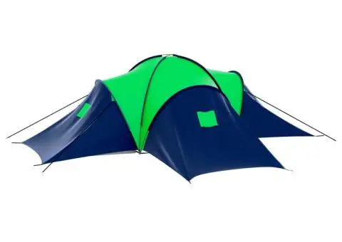 Cort camping din material textil, 9 persoane, albastru și verde - 3/5