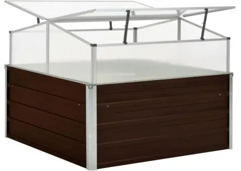 Seră, maro, 100 x 100 x 85 cm, oțel galvanizat - 4/5