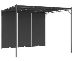 Pavilion de grădină cu perdea laterală, antracit, 3x3x2,25 m