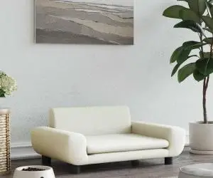 Pat de câini, crem, 70x45x33 cm, catifea