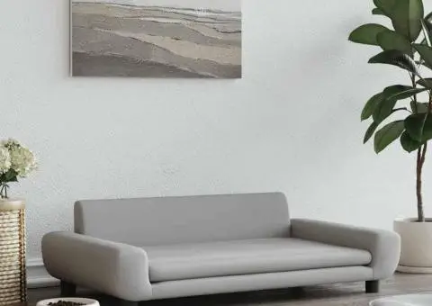 Pat de câini, gri deschis, 100x54x33 cm, catifea - 1/5