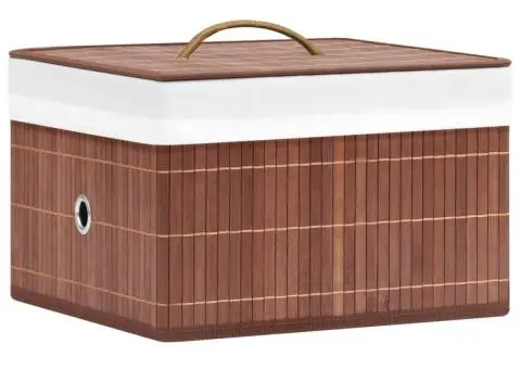 Cutii de depozitare, 4 buc., maro, bambus - 2/5
