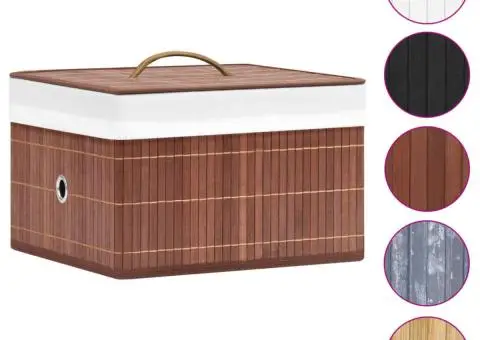 Cutii de depozitare, 4 buc., maro, bambus - 3/5