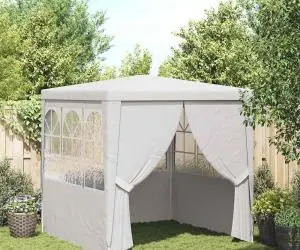 Cort de petrecere profesional cu pereți, alb, 2 x 2 m, 90 g/m²