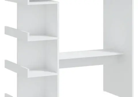 Masă bar cu raft de depozitare, alb, 100x50x101,5 cm, PAL - 2/5