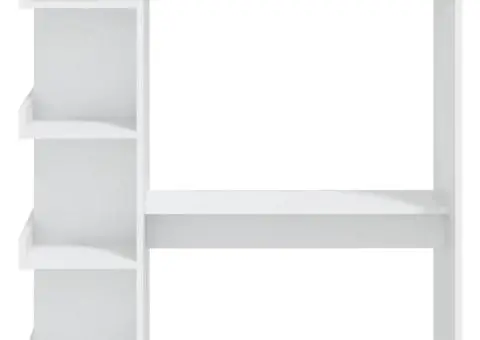 Masă bar cu raft de depozitare, alb, 100x50x101,5 cm, PAL - 5/5