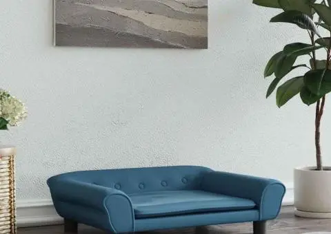 Pat de câini, albastru, 70x48x22 cm, catifea - 1/5