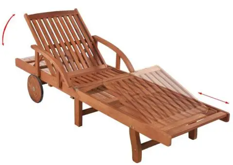 Șezlong de plajă cu masă, lemn masiv de acacia - 4/5