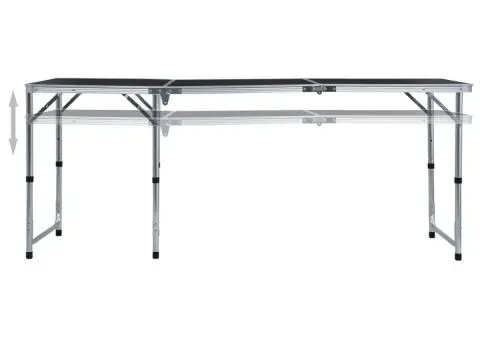 Masă de camping pliabilă, gri, 180 x 60 cm, aluminiu - 2/5
