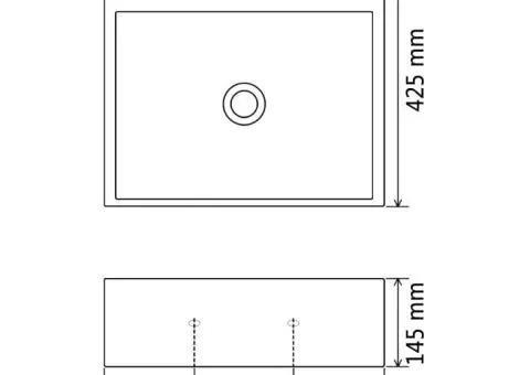 Bazin cu orificiu robinet ceramică, 60,5x42,5x14,5 cm, negru - 5/5