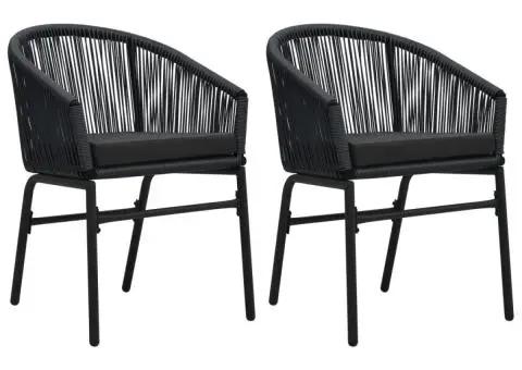 Scaune de grădină, 2 buc., negru, ratan PE - 1/5