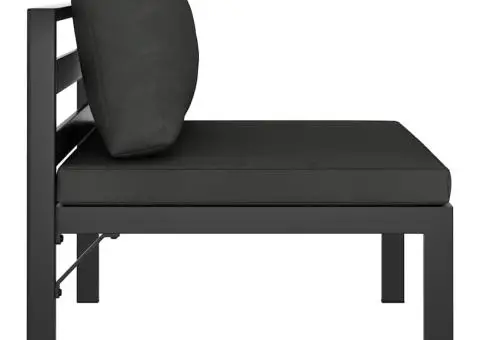 Canapea modulară de mijloc cu perne, antracit, aluminiu - 4/5