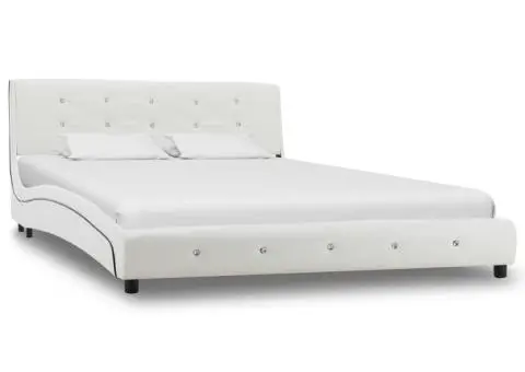 Cadru de pat, alb, 140 x 200 cm, piele ecologică - 1/5
