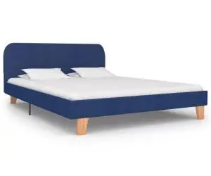 Cadru de pat, albastru, 140 x 200 cm, material textil