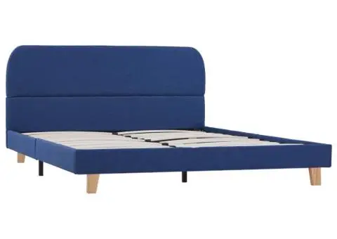 Cadru de pat, albastru, 140 x 200 cm, material textil - 2/5