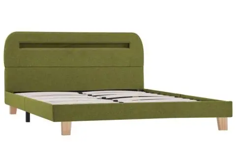 Cadru de pat cu LED-uri, verde, 140 x 200 cm, material textil - 5/5