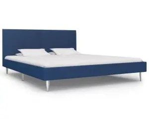 Cadru de pat, albastru, 180 x 200 cm, material textil
