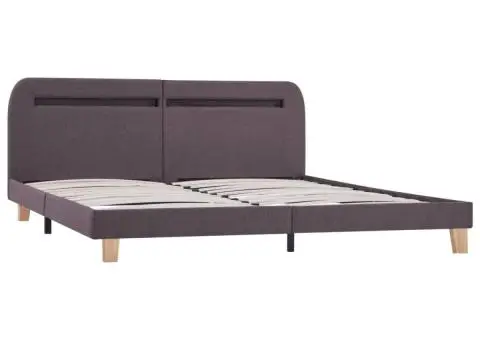 Cadru de pat cu LED-uri, gri taupe, 180x200cm, material textil - 3/5