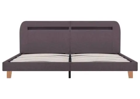 Cadru de pat cu LED-uri, gri taupe, 180x200cm, material textil - 4/5