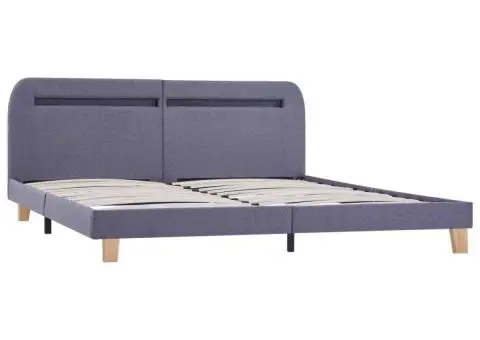 Cadru pat cu LED-uri, gri deschis, 160x200 cm, material textil - 4/5