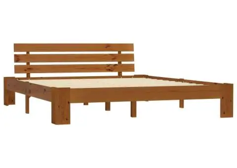 Cadru de pat cu tăblie, maro miere, 160x200 cm, lemn masiv pin - 2/5