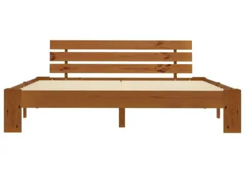 Cadru de pat cu tăblie, maro miere, 160x200 cm, lemn masiv pin - 3/5