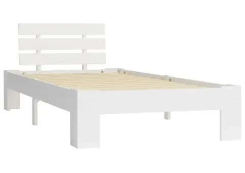 Cadru de pat, alb, 90 x 200 cm, lemn masiv de pin - 2/5